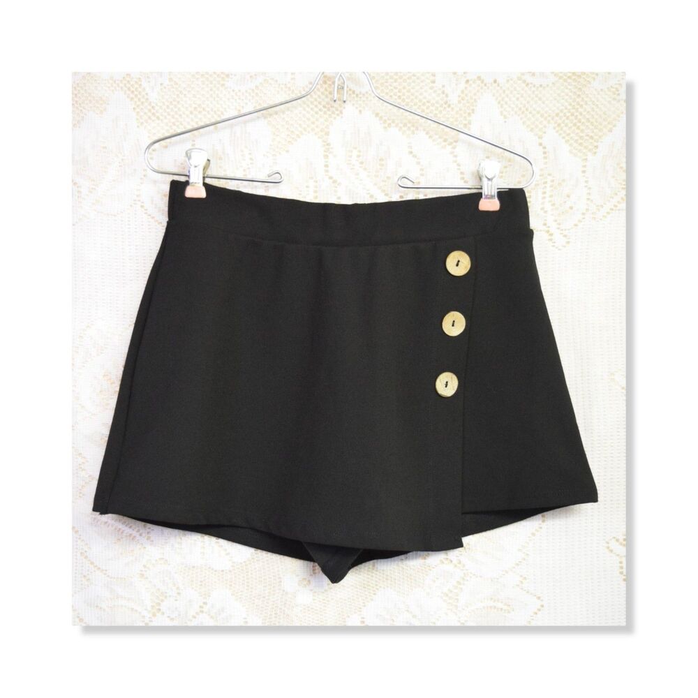 Haute Monde Womens Sz Medium Skort Mini Skirt Waitress Summer Black Whimsygoth